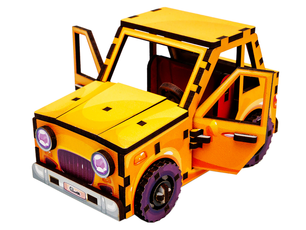 Деревянный 3D конструктор Turbo Car, PuzzleOk Puz-00958