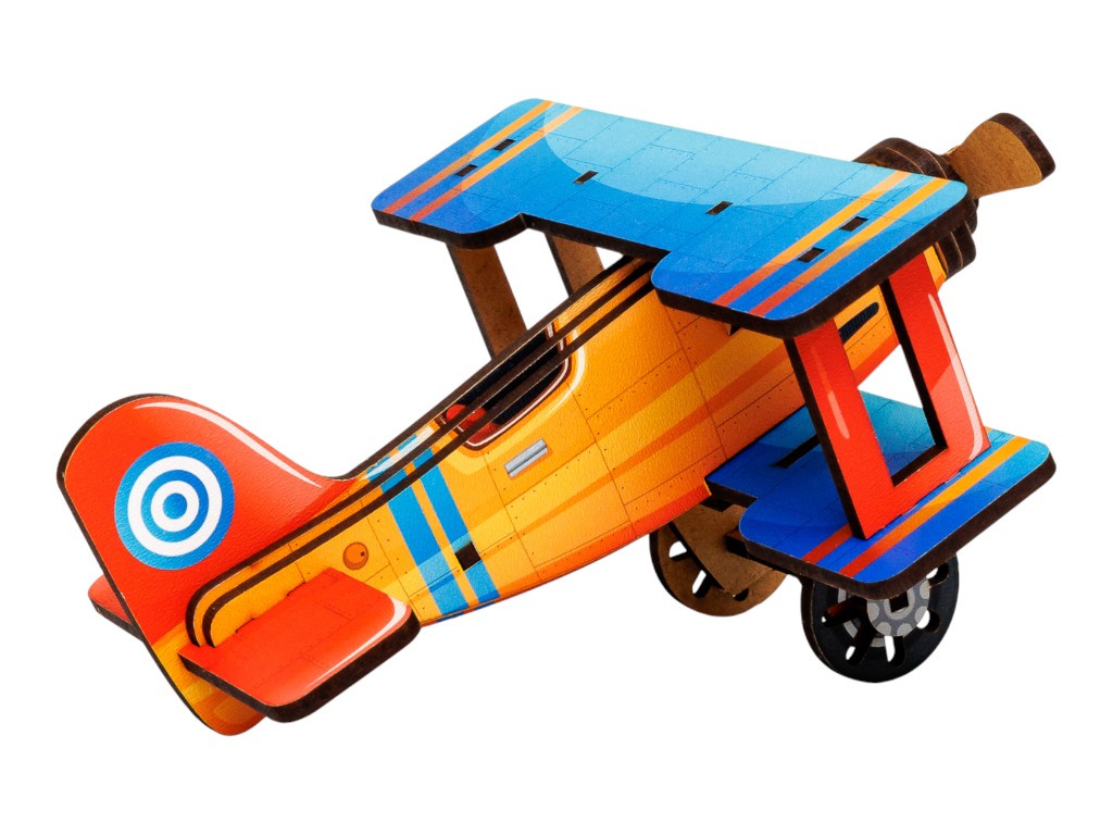 Дерев'яний 3D-конструктор Turbo Plane, PuzzleOk Puz-00959