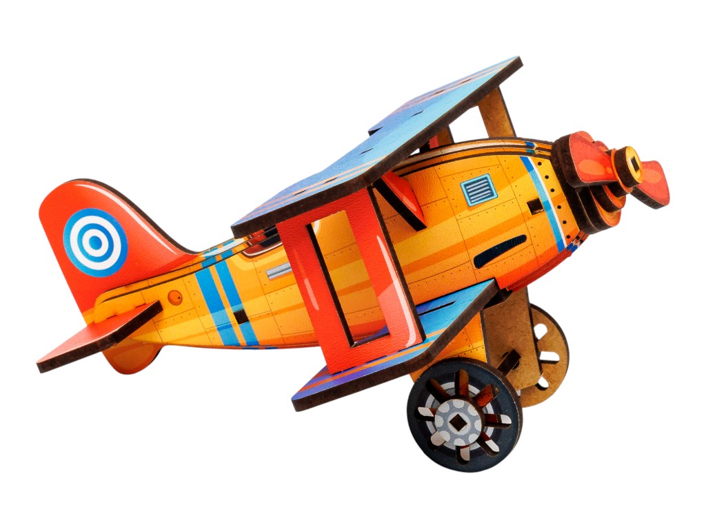 Дерев'яний 3D-конструктор Turbo Plane, PuzzleOk Puz-00959