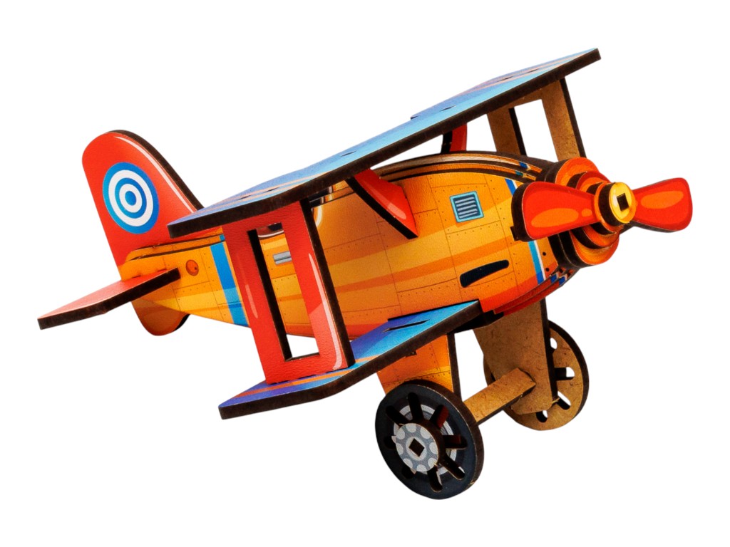 Дерев'яний 3D-конструктор Turbo Plane, PuzzleOk Puz-00959