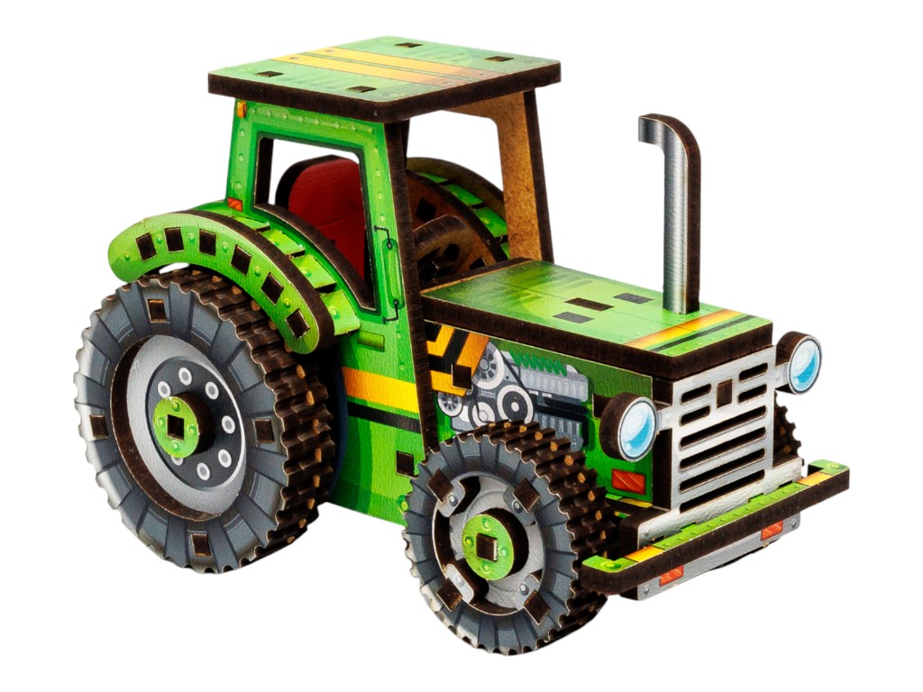 Дерев'яний 3D-конструктор Turbo Tractor, PuzzleOk Puz-00960
