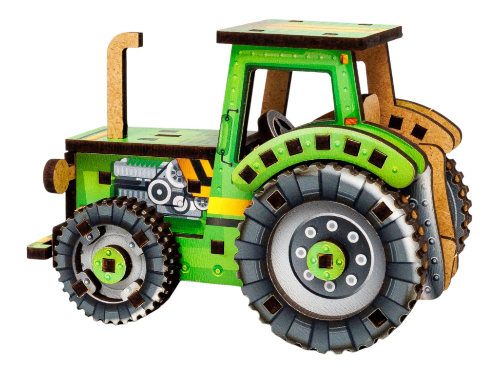 Дерев'яний 3D-конструктор Turbo Tractor, PuzzleOk Puz-00960