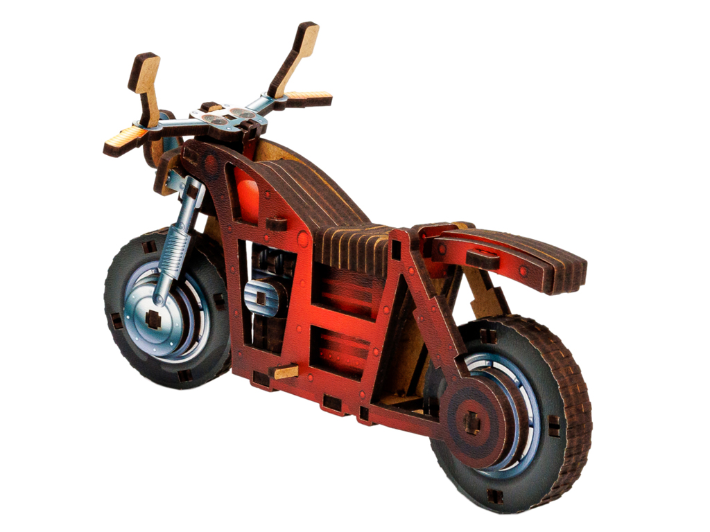 Деревянный 3D конструктор Turbo Bike, PuzzleOk Puz-00961