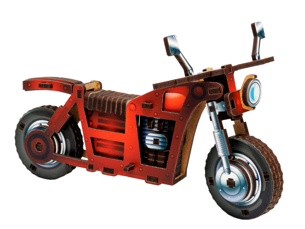 Деревянный 3D конструктор Turbo Bike, PuzzleOk Puz-00961