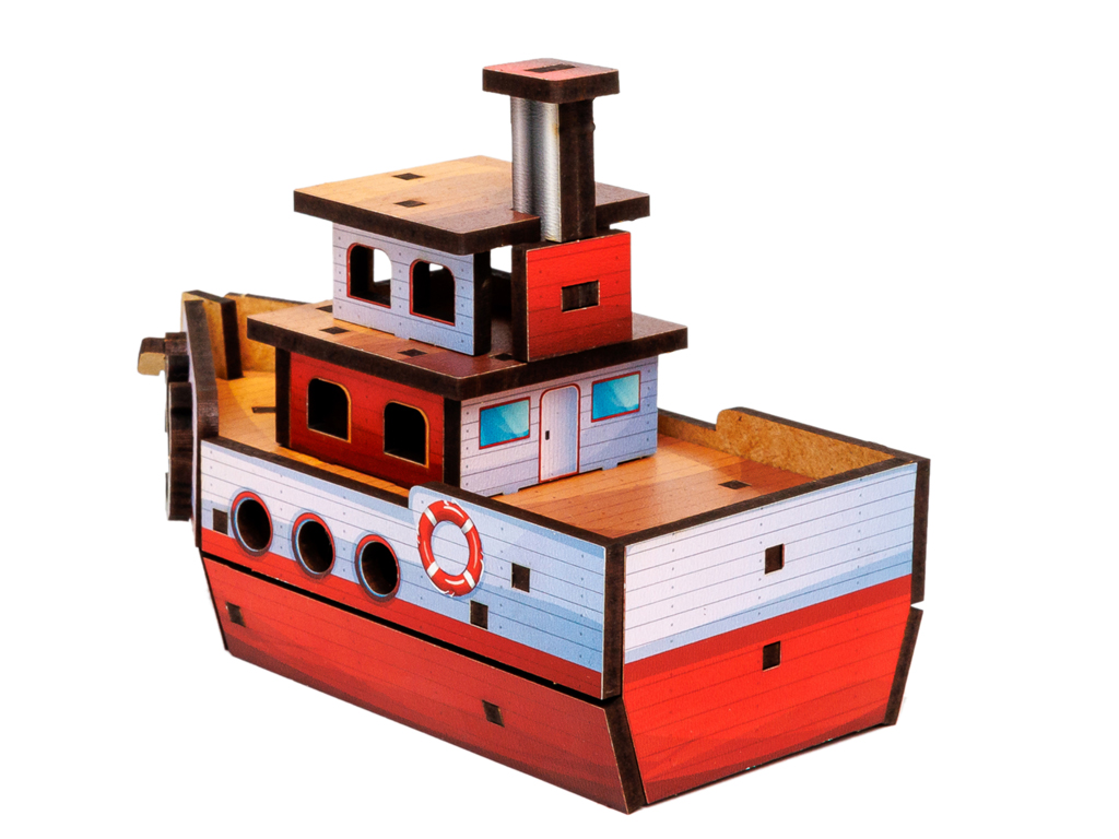 Дерев’яний 3D конструктор Turbo Ship, PuzzleOk Puz-00962