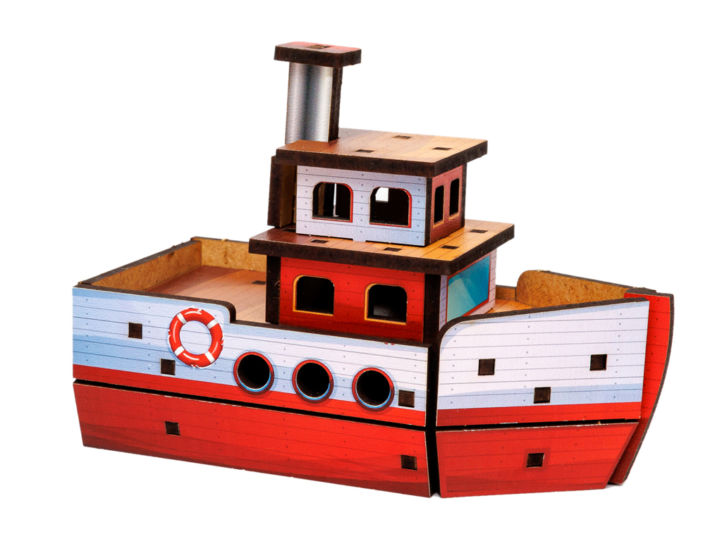 Дерев’яний 3D конструктор Turbo Ship, PuzzleOk Puz-00962