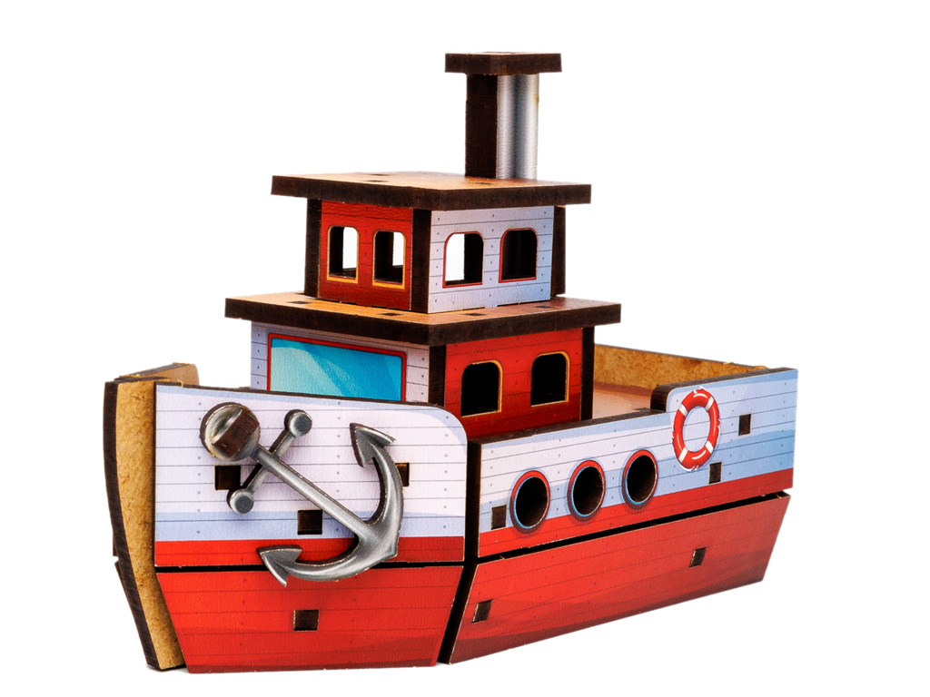 Дерев’яний 3D конструктор Turbo Ship, PuzzleOk Puz-00962
