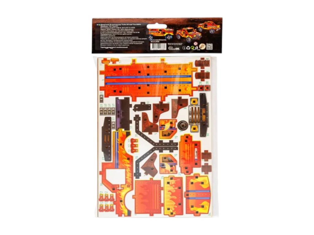 Деревянный 3D конструктор TURBO Off-Road, 65×52×120 мм, 87 деталей, PuzzleOk