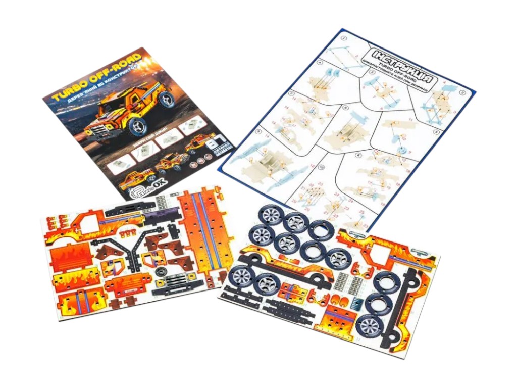 Деревянный 3D конструктор TURBO Off-Road, 65×52×120 мм, 87 деталей, PuzzleOk