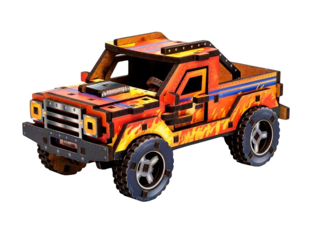 Деревянный 3D конструктор TURBO Off-Road, 65×52×120 мм, 87 деталей, PuzzleOk