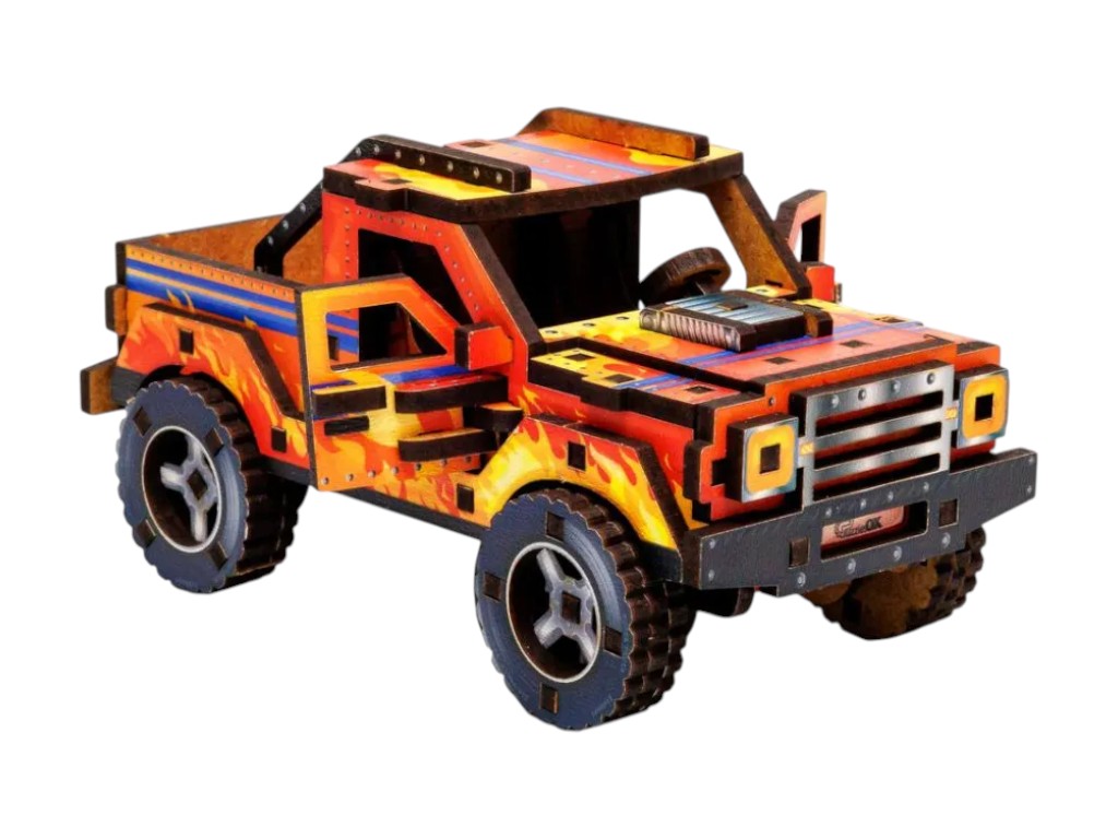 Деревянный 3D конструктор TURBO Off-Road, 65×52×120 мм, 87 деталей, PuzzleOk