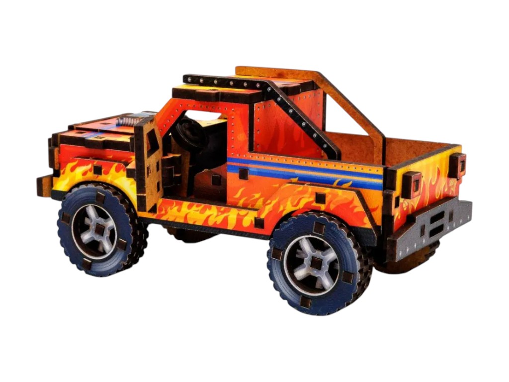 Деревянный 3D конструктор TURBO Off-Road, 65×52×120 мм, 87 деталей, PuzzleOk
