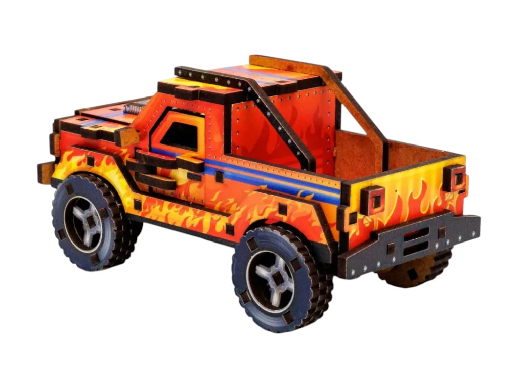Деревянный 3D конструктор TURBO Off-Road, 65×52×120 мм, 87 деталей, PuzzleOk