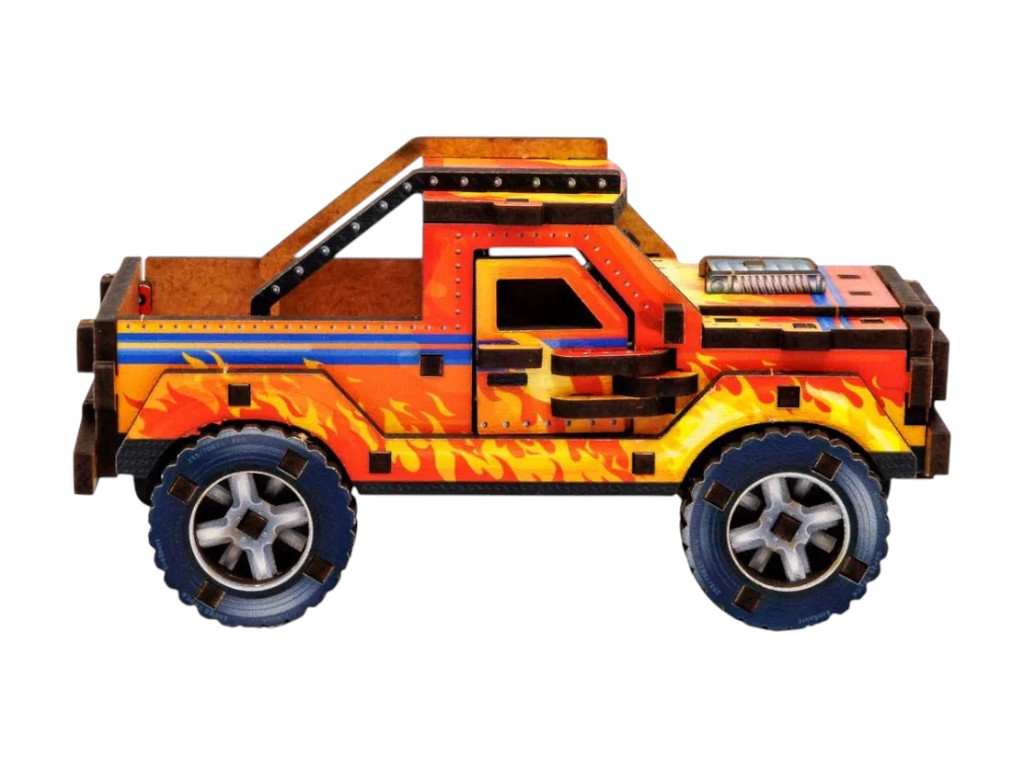Деревянный 3D конструктор TURBO Off-Road, 65×52×120 мм, 87 деталей, PuzzleOk