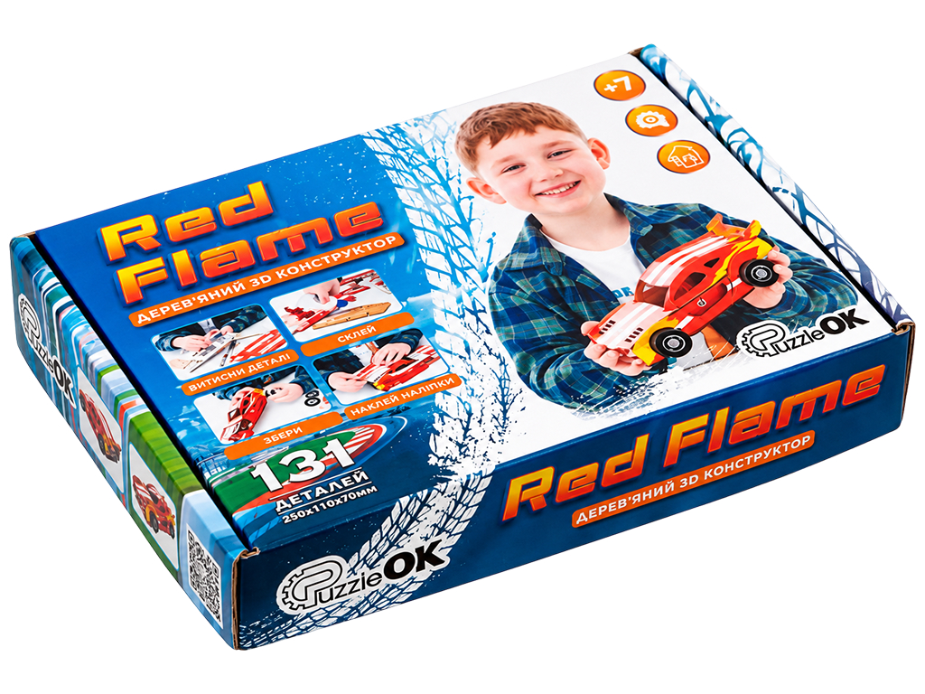 Дерев’яний 3D конструктор «Red Flame», 131 деталь