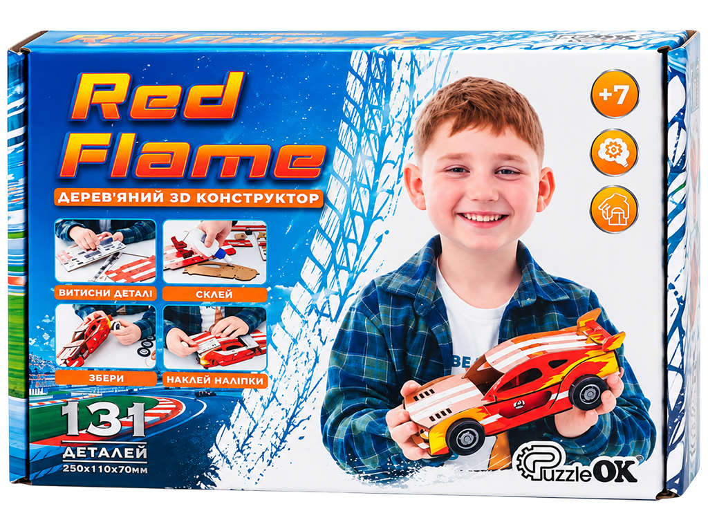 Дерев’яний 3D конструктор «Red Flame», 131 деталь