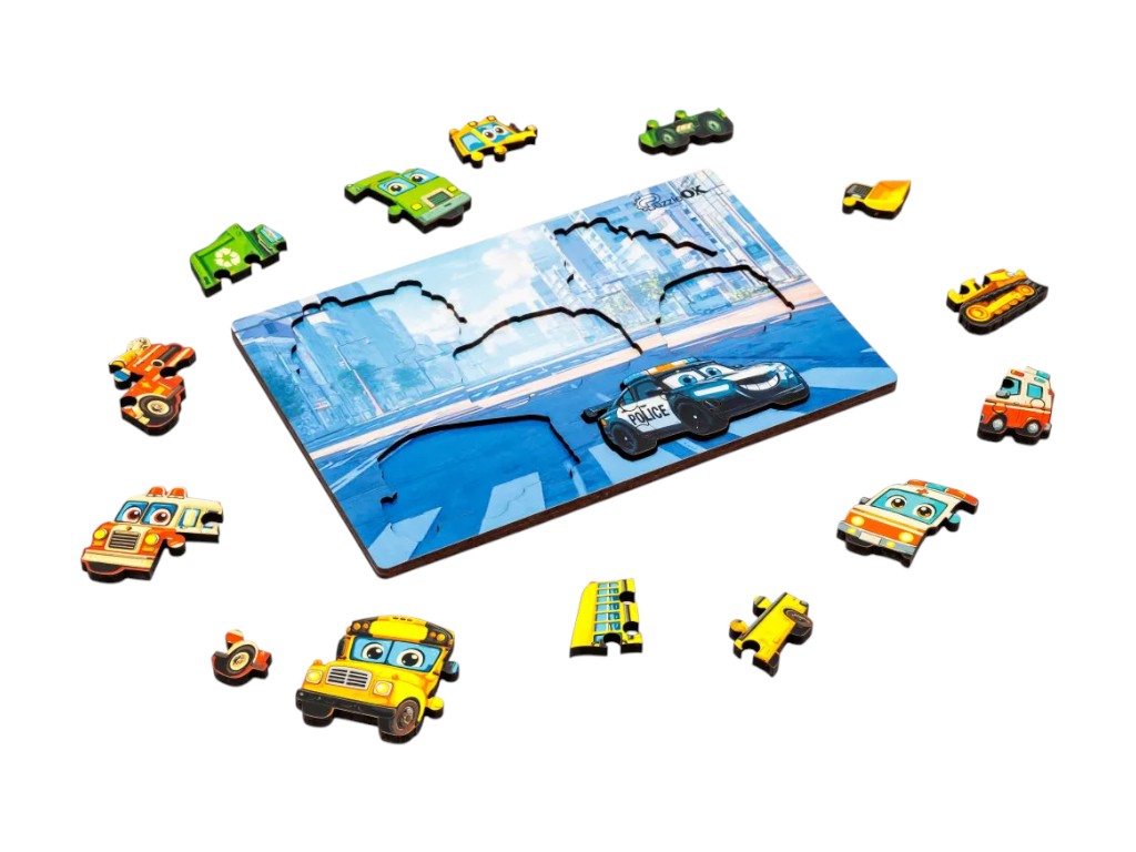 Сортер Монтессорі рамка-вкладиш Міський транспорт, 21 см, PuzzleOK