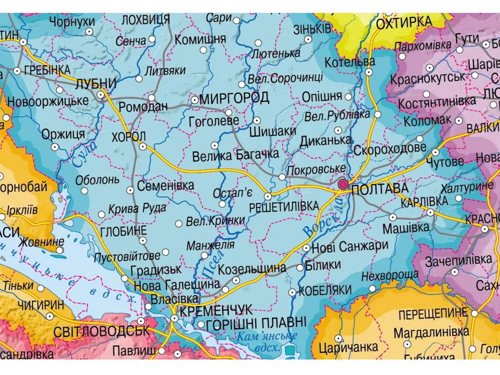 Карта України Ілюстрована 65x45 см, ламінований картон