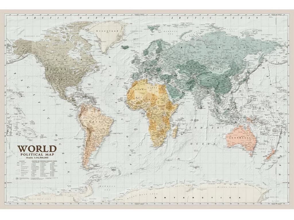 Карта мира политическая World 88x60 см, глянцевая бумага