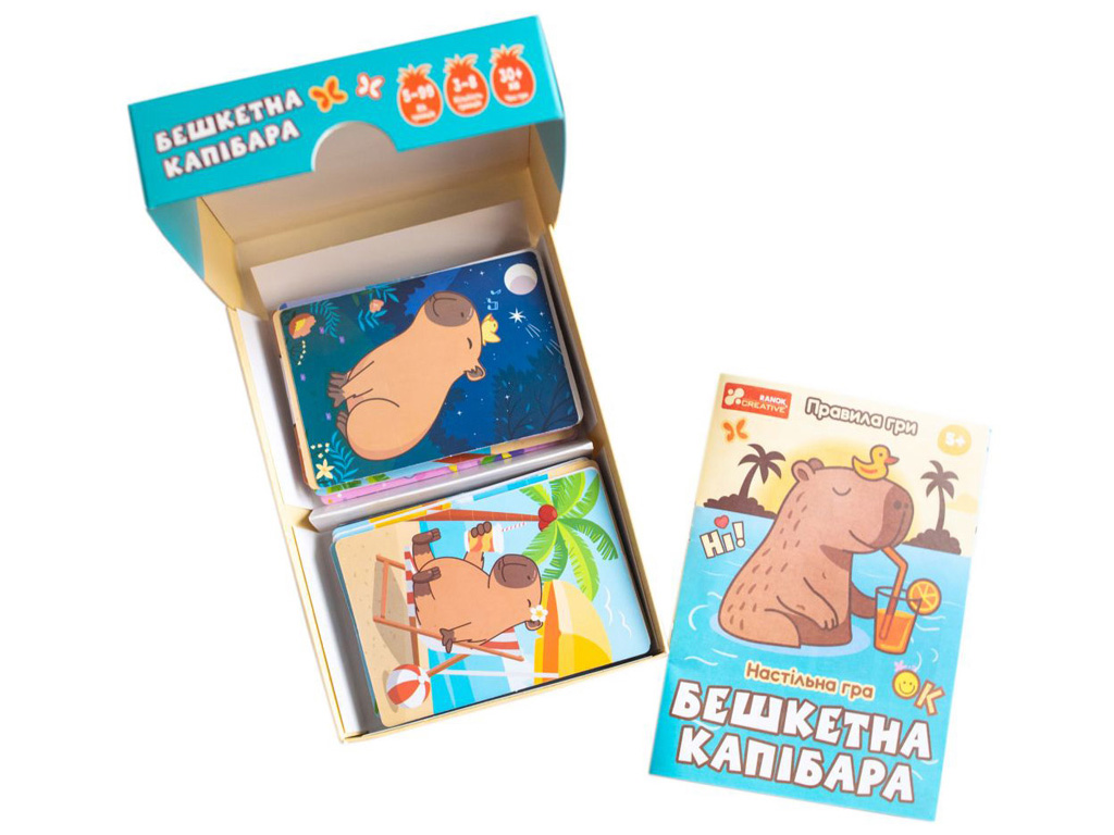 Настольная игра карточная Озорная капибара, 11 см, с заданиями, Ranok Creative