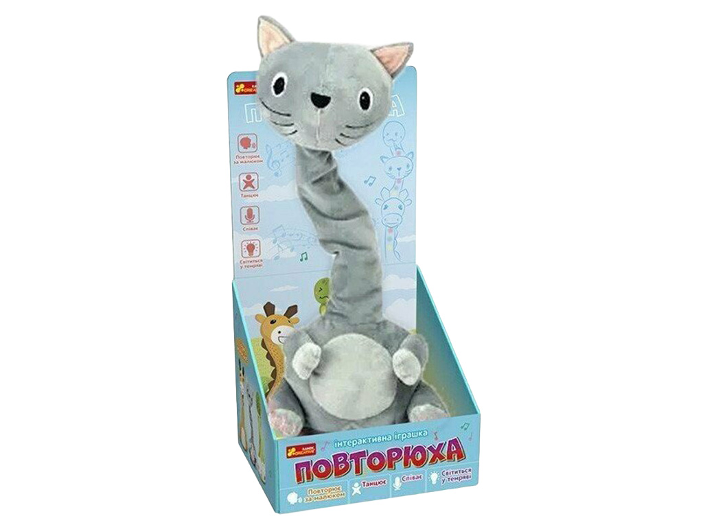 Игрушка интерактивная звуковая "Котик-повторюха, с подсветкой и мелодиями, Ranok Creative