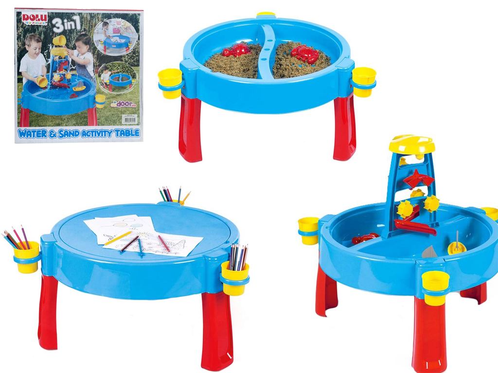 Столик для воды и песка 3в1, с аксессуарами, DOLU Toy Factory 3070
