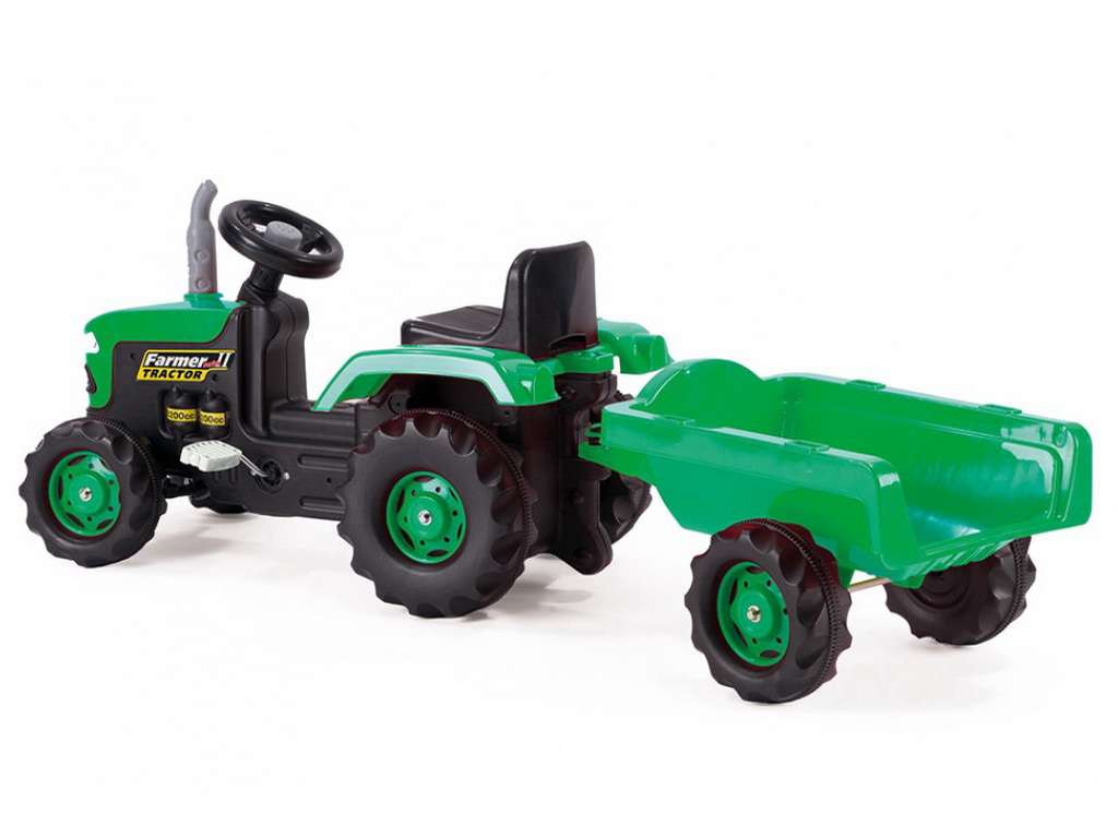 Каталка педальна Трактор з причепом, DOLU Toy Factory