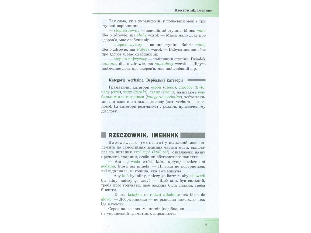 Польська мова, Стислий курс граматики, Ранок