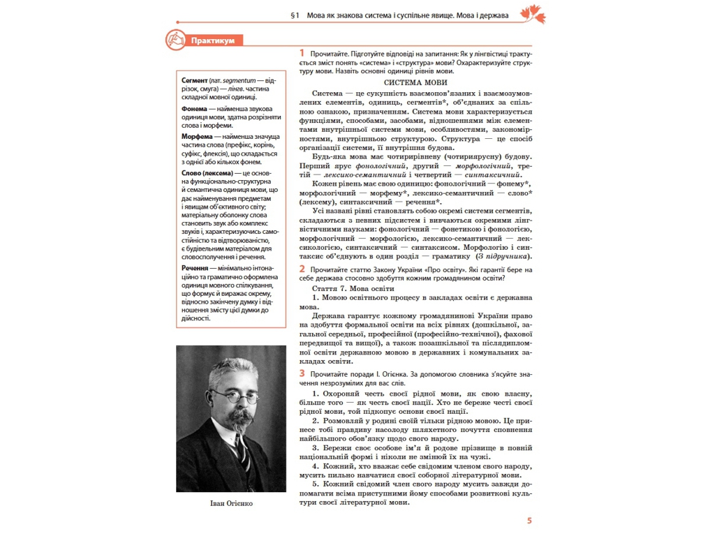 Підручник "Українська мова. Профільний рівень", 10 клас, О. Горошкіна, О. Караман, Ранок