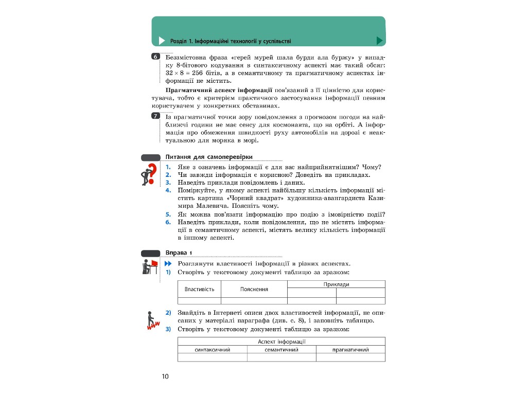 Учебник "Информатика", 10-11 класс стандарт, А. Бондаренко, В. Ластовецкий, Ранок