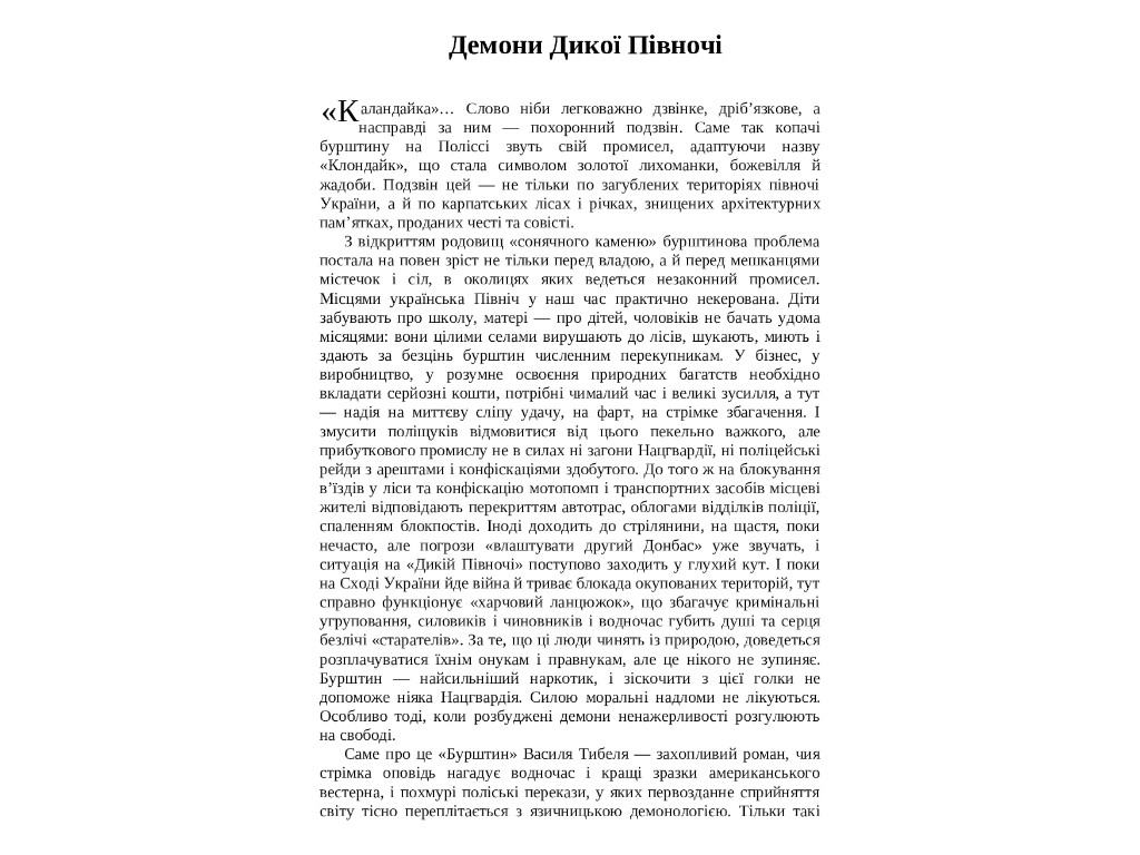 Современная проза Украины, Янтарь, Фабула