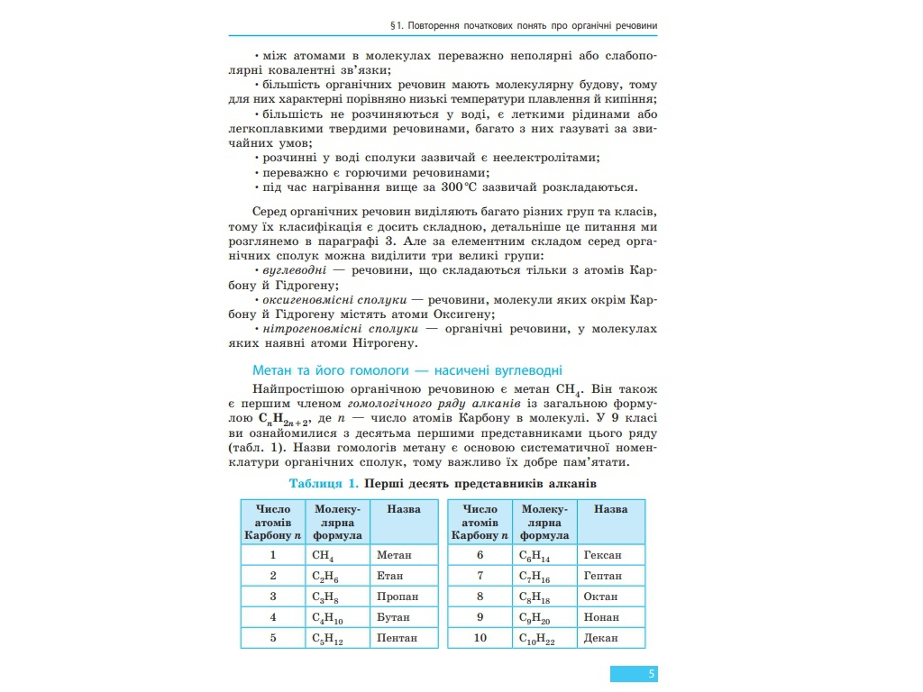 Учебник "Химия. Уровень стандарта", 10 класс, О. Григорьевич, Ранок