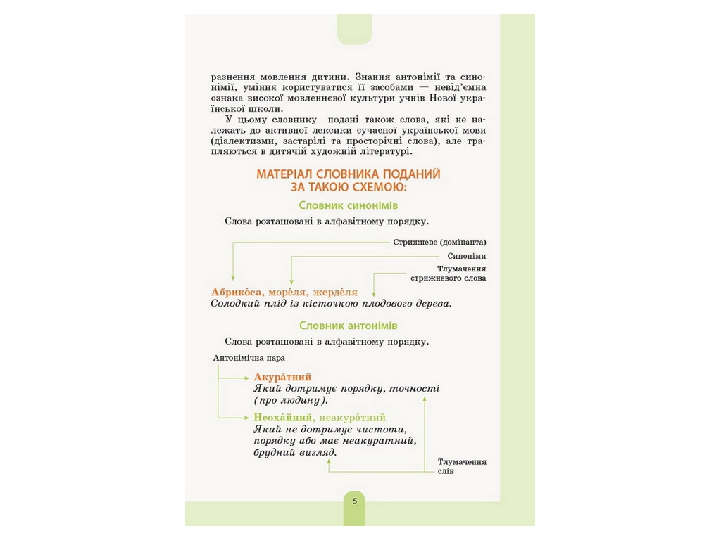 Словарь "Иллюстрированный словарь антонимов синонимов", 1–4 классы НУШ, Основа