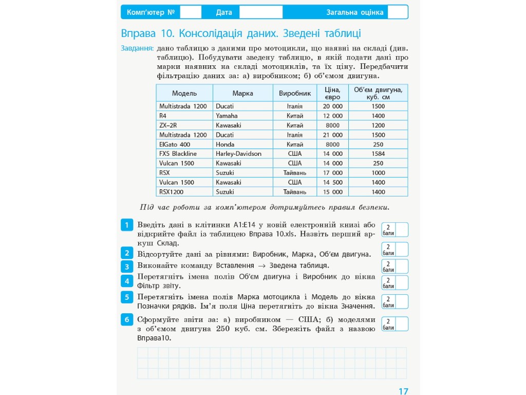 Рабочая тетрадь "Информатика. 10(11) класс. Уровень стандарт", А. Бондаренко, В. Ластовецкий, Ранок