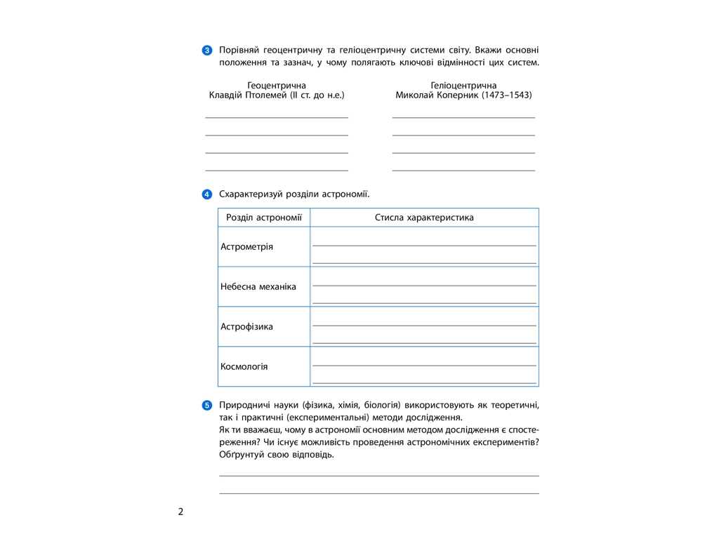 Робочий зошит "Астрономія. 11 клас", М. Пришляк, Ранок