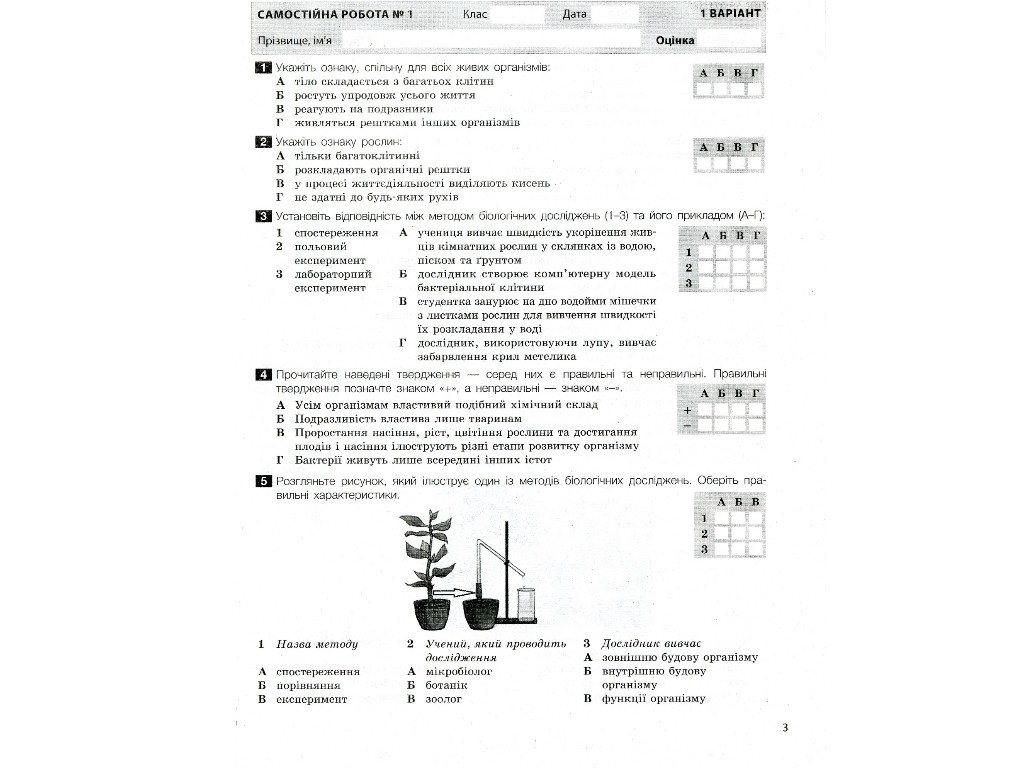 Пособие "Биология 6 класс Тестовый контроль результатов обучения", А. Спрягайло, Литера