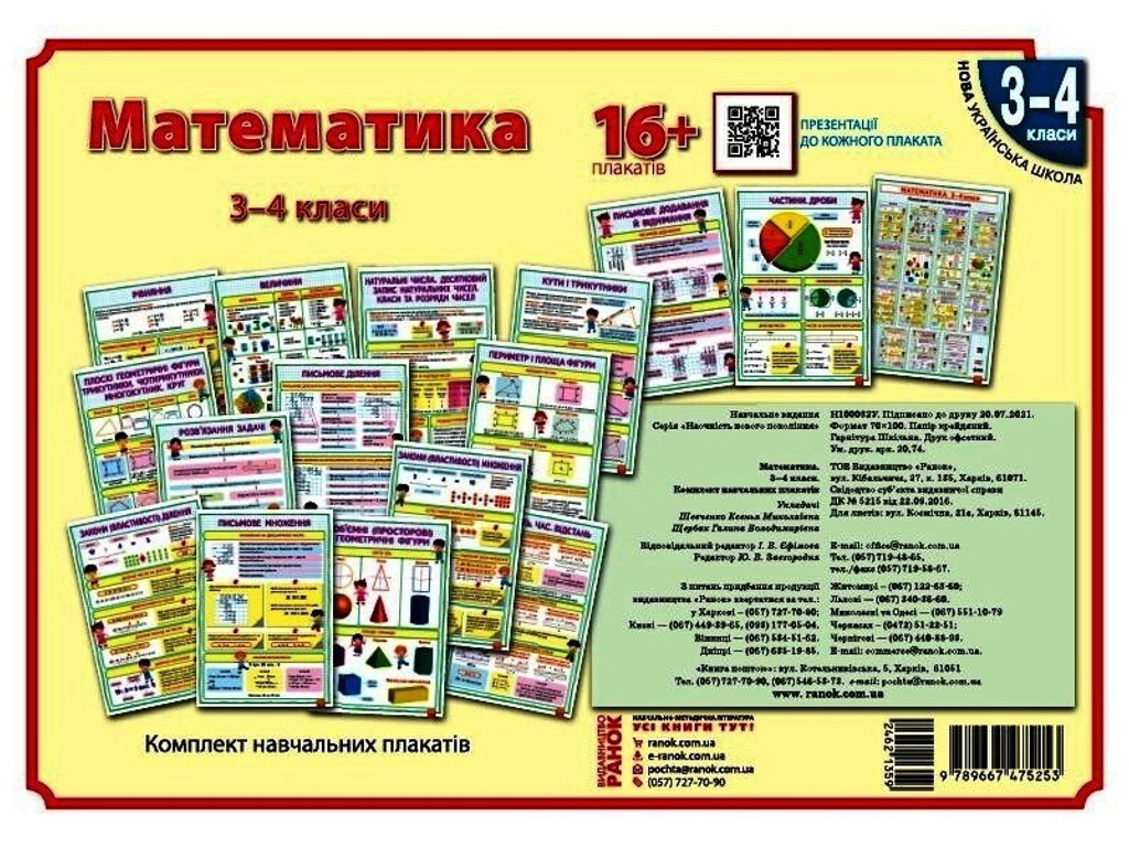 КНП Математика 3-4 клас, Плакати, Наочність нового покоління, Ранок