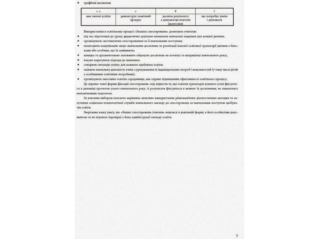 Посібник "Зошит спостережень учителя 1 клас", О. М. Мірошникова, Ранок