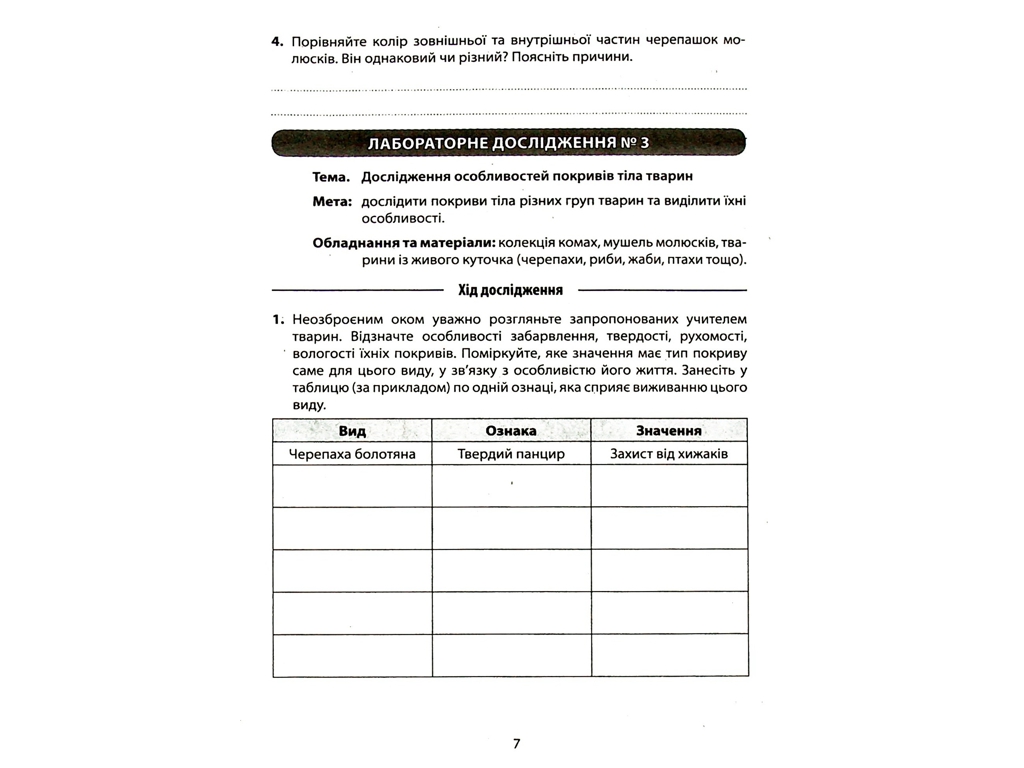 Зошит "Біологія. 7 клас", О. Спрягайло, Літера