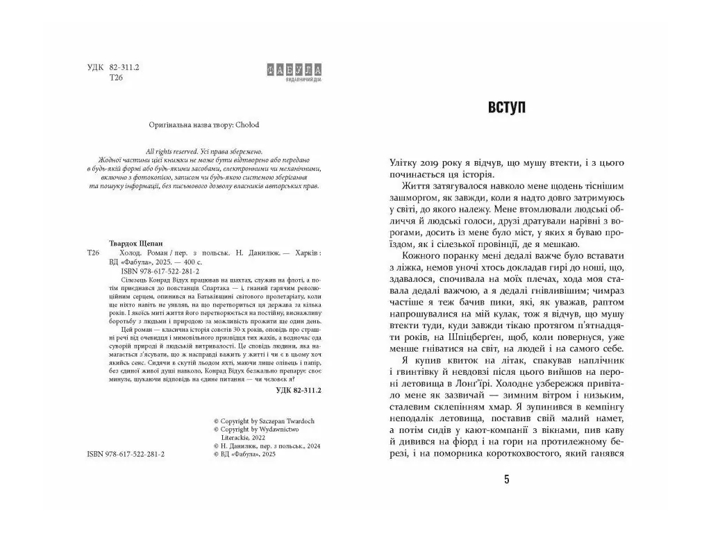 Роман "Холод", Щепан Твардох, Фабула