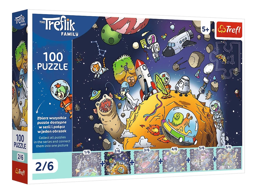 Пазлы Trefl UFT Treflik Family Трефлик в космосе, 100 элементов