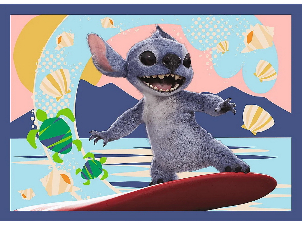 Пазлы 4 в 1 Отдых на Гавайях Trefl Disney Stitch The Movie