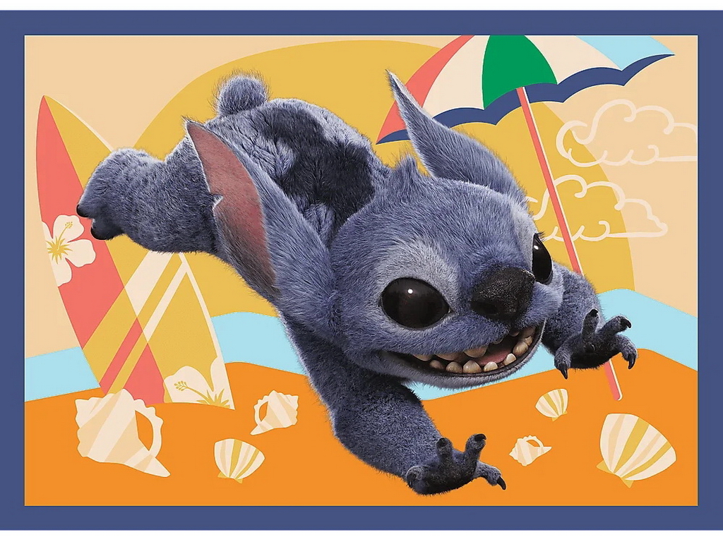 Пазлы 4 в 1 Отдых на Гавайях Trefl Disney Stitch The Movie