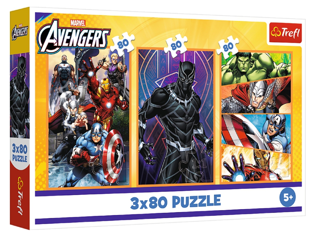 Пазлы 3 в 1 Trefl The Avengers Дни наполнены действиями, 3x80