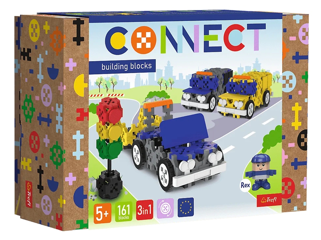 Конструктор 3в1 Trefl Connect Автомобили и светофор, 161 элемент