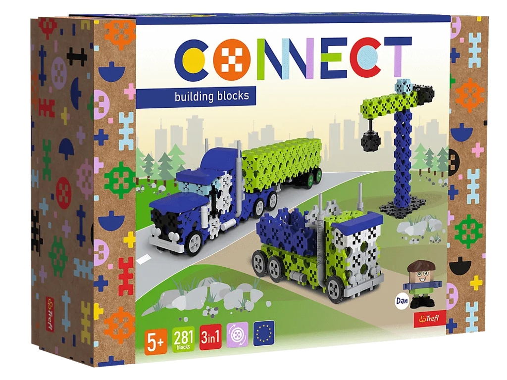 Конструктор 3в1 Trefl Connect Грузовик и строительная площадка, 281 элемент