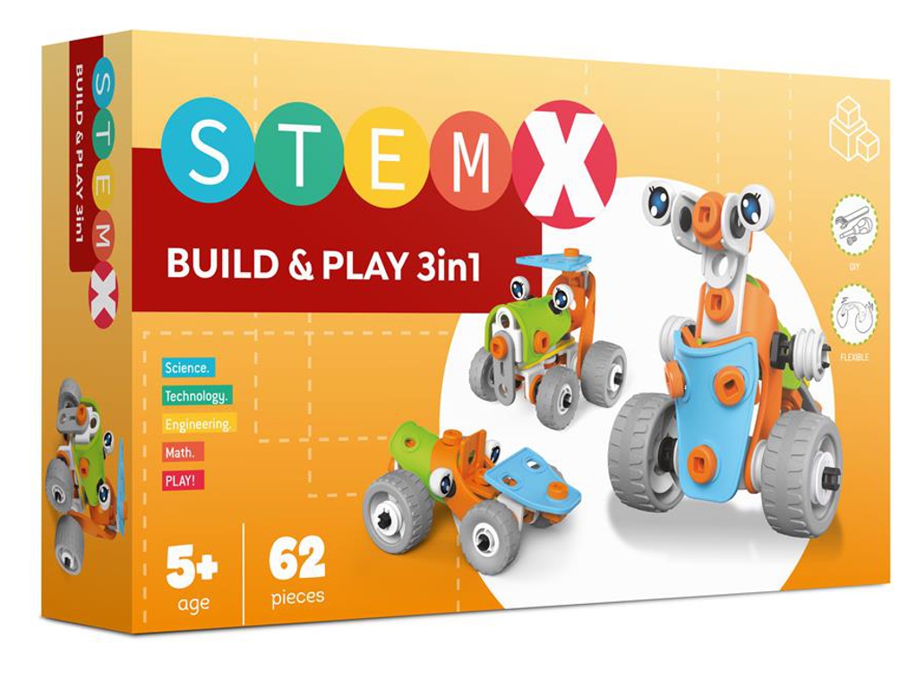 Дитячий конструктор на шурупах 3 в1 Build & Play, з інструментами, 62 деталі