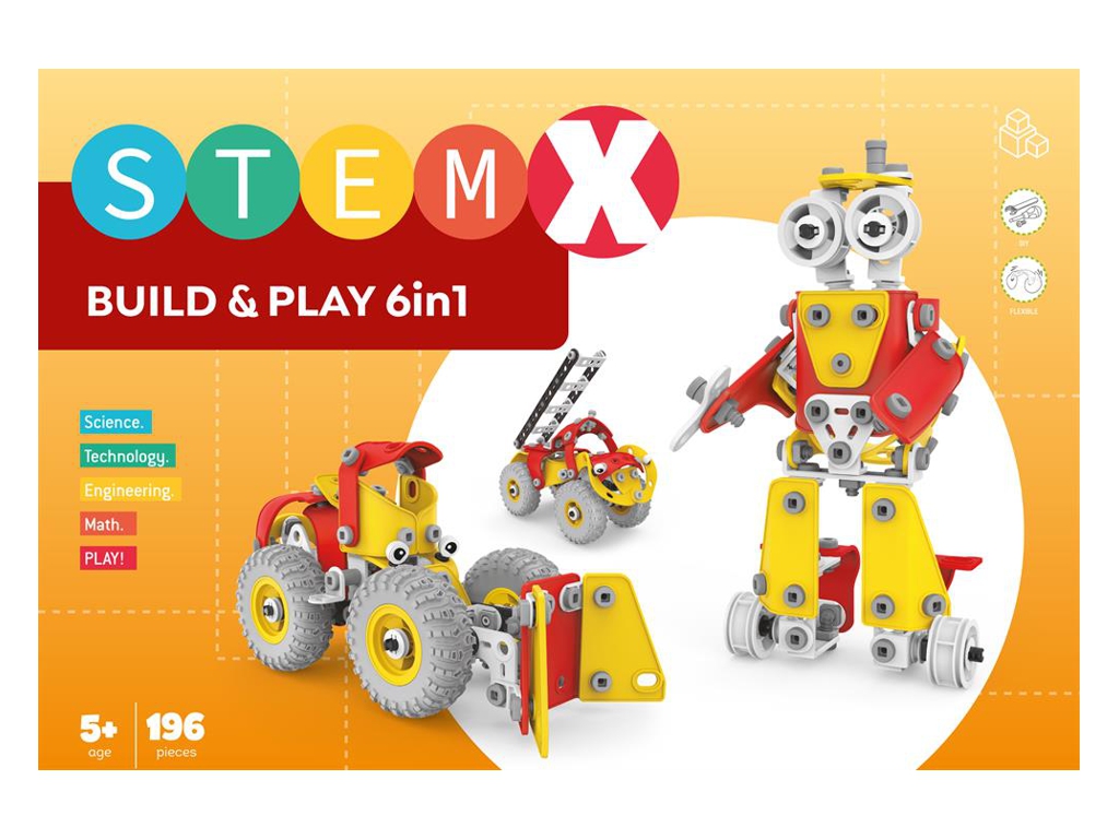 Дитячий конструктор на шурупах 6 в1 Build & Play, з інструментами, 196 деталей