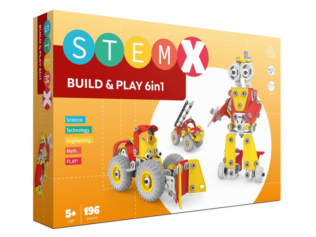 Дитячий конструктор на шурупах 6 в1 Build & Play, з інструментами, 196 деталей