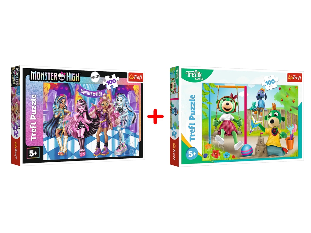 Набор пазлов "100" Monster High Ужасные друзья и "100" Treflik Смешные трефлики, Trefl